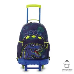 TOTTO - Morral Mochila Escolar Ruedas Dino Rock L Niño Azul