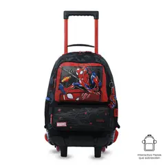 TOTTO - Morral Mochila Escolar Ruedas Spiderman M Niño Negro