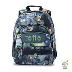 TOTTO - Morral Mochila Escolar Hombre Gommas Negro