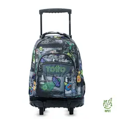 TOTTO - Morral Mochila Escolar Ruedas Renglon Niño Negro