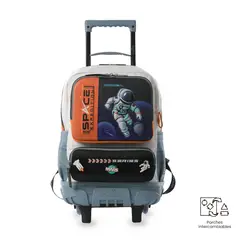 TOTTO - Morral Mochila Escolar Ruedas Gemini M Niño Gris