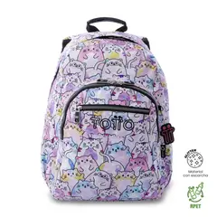 TOTTO - Morral Mochila Escolar Acuarela Glitter Rosado Mujer
