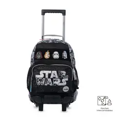 TOTTO - Morral Mochila Escolar Ruedas Star Wars Jedi M Niño Negro