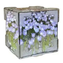 GENERICO - Lampara Mesa Tulipanes Infinitos Espejo - Cubo Armable Lila