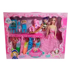 GENERICO - Muñeca Con Vestidos Con Hija Y Caballo Accesorios Juguete