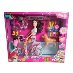 GENERICO - Muñeca En Bicicleta Juguete Niñas + Mascota Y Accesorios