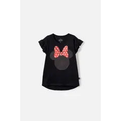 DISNEY - Camiseta de Minnie Mouse manga corta negra para niña