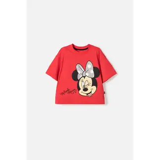 DISNEY - Camiseta de Minnie Mouse manga corta rojo para niña