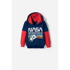NASA - Buzo de la con Capucha azul y rojo para niño 2T a 5T