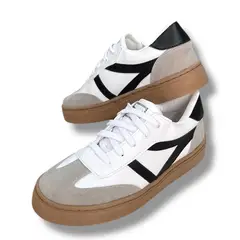 XIAN SHOES - Mocasines cordones unisex blanco lineas negras 25
