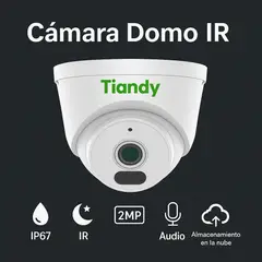GENERICO - Cámara Domo Tiandy 2MP IR 30m H265 PoE IP67