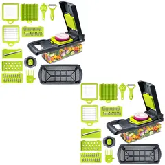CHEF MASTER - Set x2 Mandolina de Cocina Picadora 16 Pzas Multifuncional
