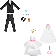 BARBIE - Set de Moda y Ken Novios con Vestido y Tuxedo
