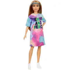 BARBIE - BarbieFashionistas Muñeca Petite T-Shirt Dress Visor 3-8 años