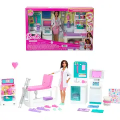 BARBIE - Juego de Clínica Rápida con Muñeca Doctora y 30+ Piezas