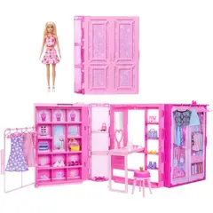 BARBIE - Juego de Dream Dressing Room con 29 piezas portátil