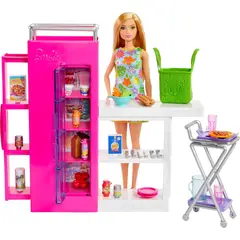 BARBIE - Muñeca y 25+ Accesorios Casa de Jugar con Comida