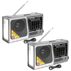 ENERGY PLUS - Set x2 Radio Solar Recargable AMFMSW 8 Bandas USB Bluetooth