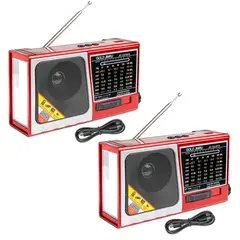 ENERGY PLUS - Set x2 Radio Solar Recargable AMFMSW 8 Bandas USB Bluetooth