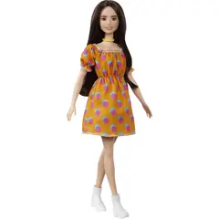 BARBIE - Muñeca Fashionistas pelo largo vestido estampado modelo 160