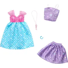 BARBIE - Conjunto de Moda 2 Outfits Incluye Vestido Sirena Accesorios