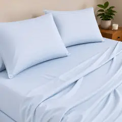 BALI - Sabanas Cama King Azul Bebé Calidad Premium