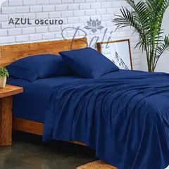 BALI - Sabanas Cama King Azul Oscuro Calidad Premium