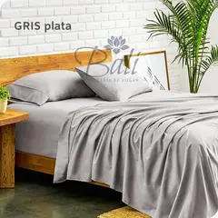 BALI - Sabanas Cama Doble Gris Plata Calidad Premium