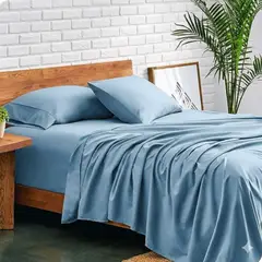 BALI - Sabanas Cama Semidoble Azul Bebé Calidad Premium