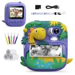 AMERICAN GENERICS - Cámara Instantánea Digital Selfie Para Niños Dinosaurio