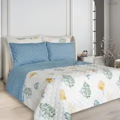 BALI - Colcha Doble Faz para Cama Sencilla 170×240 + Funda 50×75 Diseños de Árboles Polialgodón