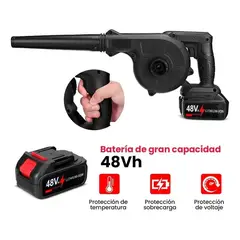 GENERICO - Sopladora Aspiradora Inalámbrica Profesional 2 Baterias - Negro