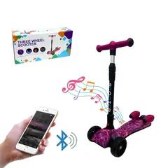BABY ON - Patineta Scooter Con Humo Para Niños Bluetooth Luces Rosada