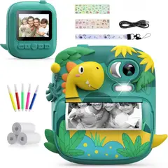 GENERICO - Cámara Infantil de Impresión Instantánea Pantalla 24” Diseño de Dinosaurio