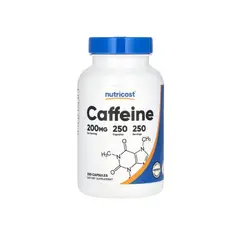 ALHAJAS - Suplemento Nutricost Cafeína 200mg 250 Servicios