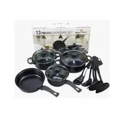 GENERICO - Juego De Ollas Con Tapa Vidrio Con Utensilios 13 Piezas