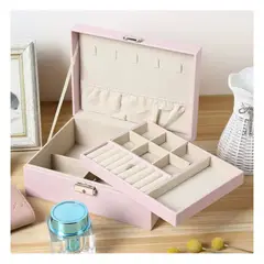 GENERICO - Joyero De 2 Niveles En Cuero Sintetico Organizador De Joyas