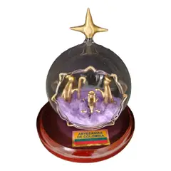 GENERICO - Pesebre Nacimiento En Vidrio Soplado Adorno Navideño Gift Lila Redondo