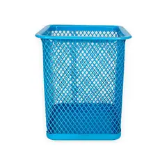 GENERICO - Portalápices Cuadrado Organizador Malla Metal Azul Claro