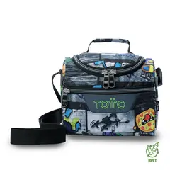 TOTTO - Lonchera Con Porta Comidas Pizarra Negro Hombre