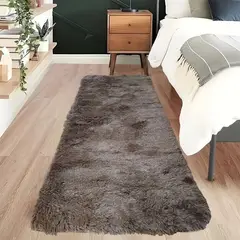 MITAPETE COM - Tapete Alfombra Camino Pie De Cama Peludo 60 X 150cms Café