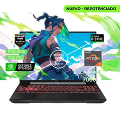 ASUS - Portátil Gamer TUF A16 AMD Ryzen 7 RAM 16GB SSD 1TB RTX 4050 6GB FHD 144 Hz
