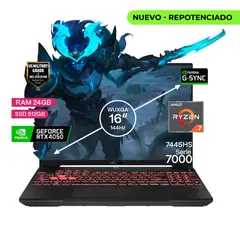 ASUS - Portátil Gamer TUF A16 AMD Ryzen 7 RAM 24GB SSD 512GB RTX 4050 6GB FHD 144 Hz