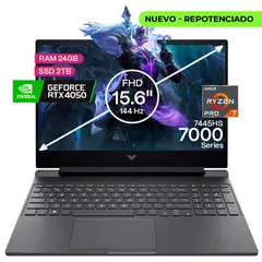 HP - Portátil Gamer Victus AMD Ryzen 7 24GB/2TB RTX 4050 6GB