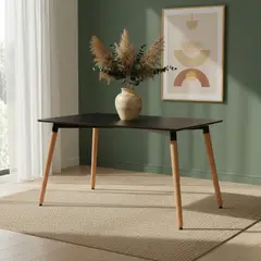 ENTRE NOS HOME - Mesa Comedor Rectangular Luna Negra Nórdica
