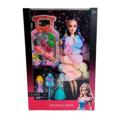 GENERICO - Muñeca Con Abrigo Peludo Mini Princesas + Set Zapatos