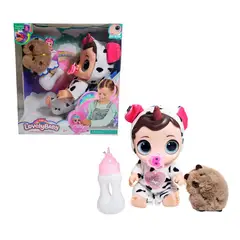 GENERICO - Muñeca Ojos Expresivos Con Tetero + Peluche Capibara Juguete