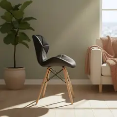 GENERICO - Silla Comedor Entre Nos Home Mariposa Negra Acolchada Diseño Eames Nórdico