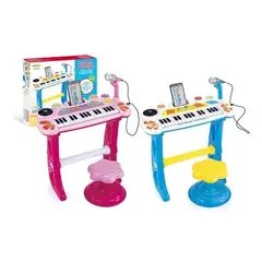 GENERICO - Piano infantil con silla batería karaoke DJ Micrófono Rosa