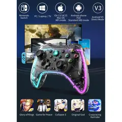 AMERICAN GENERICS - Control Inalámbrico LH3 Transparente Compatible con PS4 Celular y PC